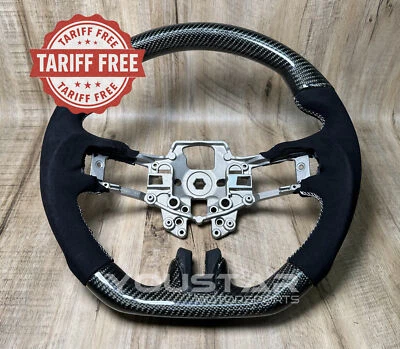 TARIFF FREE Genuine CARBON Alcantara White Steering Wheel for 15-17 Ford Mustang (for: Ford)