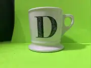 Anthropologie Monogram Mug Letter D Off White Cream Black Initial Coffee Mug