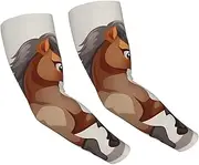 [FHEDVBN] Cute Horse Arm Sleeves Compression Arm Covers for Men Women Outdoor Sun Sleeves Cooling Sports Sleeve, Black