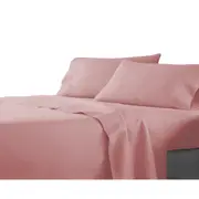 Premium Single KS Double Queen King Bed Flat Fitted Sheet Set Bed - Blush