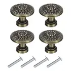 4 Sets Vintage Drawer Knobs with Flower Patterns for Cupboard Bronze(1" Long)
