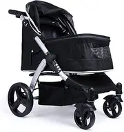 Dog Strollers for Large Dogs, Pet Stroller Carriage Travel Carrier Pet Dog Cat Stroller Pram for Two Cats, Breathable Oxford Cloth, Pushchairs Aluminum Alloy Loading 30kg(Nero)