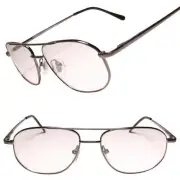 Classic 90s Vintage Gunmetal Square Aviation Bifocal 1.25 Reading Glasses Reader