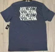 NEW Volcom Bend Logo Shortsleeve Tee Graphic T-Shirt Navy Blue S Small