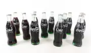 Coca Cola & Coke 6.5oz Glass Bottles 8" Lot of 13 Green Bottles 90's Vintage