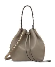 Rockstud leather bucket bag One size Gray