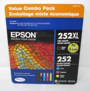 Genuine Epson 252XL/Black 252/Tri-Color Ink Cartridge 4-Pack EXPIRED 05/2021 NEW