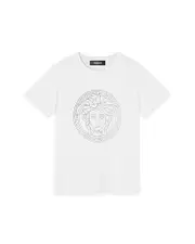 Versace Girls' Laminate Medusa Greca Print Tee - Little Kid
