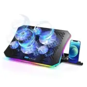 Upgarde Laptop Cooling Pad, RGB Lights laptop Cooler 6 Fans for 15.6-17.3 Blue