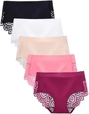 [Ravom] Underwear women Lace Hipster Seamless Invisible Bikini Panties Mid Rise Silky Comfort Sexy Ladies Briefs 5/6 Pack S-XXL