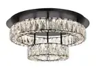 Flush Mount Black Light Crystal Chandelier LED Bathroom Bedroom Fixture 22 inch