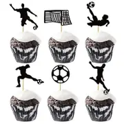 12pcs Soccer Theme Cupcake Toppers Kids Sports Birthday Cake Decorations