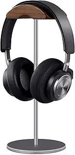 Headphone Stand, Walnut Wood & Aluminum Headset Stand, Nature Walnut Gaming Headset Holder with Solid Heavy Base for All Headphone Sizes (Gray)