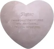 Wowser Sister Heart Shaped Memorial Stone, Sympathy Gift, Remembrance Garden Accent, 6 Inches