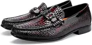[BILLION VICTOR] Men's Snake Skin Pattern Dress Shoes Classic Leather Slip on Loafers for Men