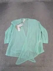 Chico'S Sweater Womens 0 Small Teal Cori Cardigan New