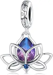 [DOYIS] Lotus Charm for Pandora Bracelet-925 Sterling Silver Flower Charms Valentine's Day Gift Jewelry for Women Girl