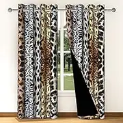 Pnylzzyxh Wild Animals Print Blackout Curtains 63 Inches Length 2 Panels Leopard Window Drapes for Bedroom Cheetah Print Living Room Window Curtains Grommet Room Darkening Thermal Insulated 42x63