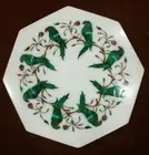 Handmade 12'' Marble Inlay Side Table Top Floral Semi Precious Stone Art Tables