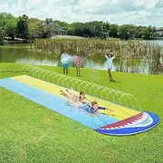 HPAMR Water Slide Heavy Duty Lawn Water Slides Waterslide and Slip Sprinkler for Teens Backyard Summer Water Fun Toy Outdoor Fun Water Slide