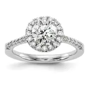 1.00ct. CZ Solid Real 14K White Gold Round Halo Engagement Ring