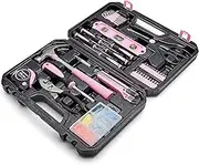 Amazon Basics Household Tool Kit With Storage Case, 142 Piece, Pink, 34.01 x 23.49 x 7.49 CM