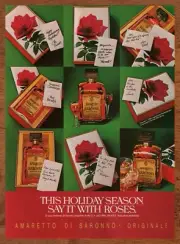 1986 Amaretto Disaronno Vintage Print Ad/Poster Christmas Holiday Bar Art Décor