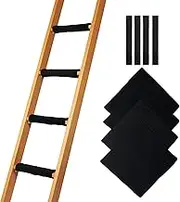 Hudson Comfort Bunk Bed Ladder Pads - Soft Brushed Fabric for Foot Comfort with Anti Slip Dots on Bottom - Strong Velcro and Adjustable Straps for a Tight Wrap - 10x10 Inch (Set of 4) (Black)