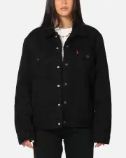 [LEVI STRAUSS AND CO] Levi Strauss And Co Relaxed Fit Sherpa Trucker Jacket Black - Size S S Black