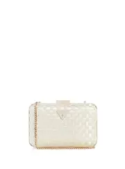 GUESS Women's White Twiller Minaudiere Clutch Bag