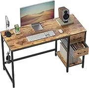 CubiCubi Computer Desk with 2 Drawers, 40 Inch Small Home Office Desk Study Writing Table, Rustic Brown