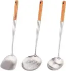 Wok Spatula and Ladle,Skimmer Ladle Tool Set, 17Inches Spatula Wok, 304 Stainle