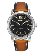 Fossil Heritage Luggage Leather Strap Black Dial Automatic ME3233 50M Mens Watch