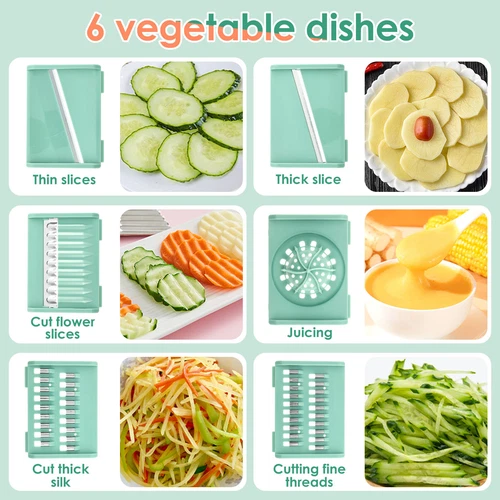 Salad Spinner with 6 Blades Multifunctional Vegetables Fruits Wash Bowl FauAi