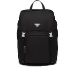 [Prada] Prada Logo-plaque Multi-pocket Backpack ONE SIZE BLACK