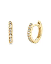 Moon & Meadow 14K Yellow Gold Diamond Tiny Huggie Second Piercing Earrings - Exclusive
