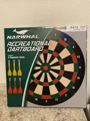 NARWHAL RECREATIONAL DART BOARD With MAGNETIC SAFE TIPS. New In Box .