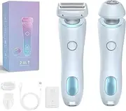 The Glide Pro 3.0 Razor Women, New Glide Pro 3.0 Razor for Women, 2 in 1 Wet & Dry Waterproof Electric Razors, Shaver with Removable Head for Leg Arm Underarm Bikini Area (Blue)