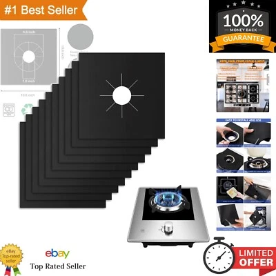 10 Pack Stove Burner Covers Gas Stove Protectors Black 0.3mm Upgrade Double T...