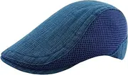 [KeepSa] Pure Cotton Hemp Flat Cap Summer Newsboy Beret Cap Driving Hat for Men and Women
