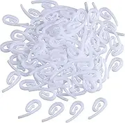 tooloflife 100 Pack White Plastic Curtain Hooks 2.8 by 1.2 cm for Window Curtain, Door Curtain and Shower Curtain