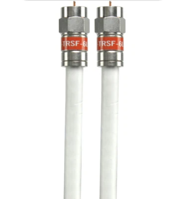2MTR White Foxtel TV RG6 Cable Ftype male connections Tri-Shield Flylead
