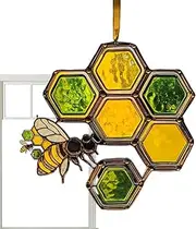 Honeycomb Ornaments,Acrylic Bee Home Decor | Nature-Inspired Honeycomb Pendant, Sun Catcher for Kitchen Garden Balcony Kids Room