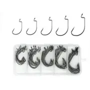 High Carbon Steel Fishing Crank Hook Worm Pesca For Soft Bait In Box Black Hooks