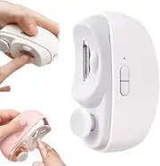 Electric Nail Clippers - 3 in 1 Fingernail Trimmer, Polisher & Clip Storage with Led, Rechargeable & 2 Speeds, Automatic Nail Trimmer Electric Fingernail Cutter Nail Scissors for Baby, Kids, Seniors, Caregivers (White)