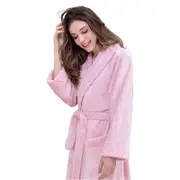 Nevenka Warm Soft Plush Robe with Pockets for Unisex-Pink