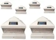 Solar Post Cap Light 6 Pcs 5x5 Solar White Color Square 5 LED Bulbs Fence Light