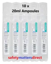 10x Saline Solution Eyewash & Wound Irrigation 20ml Ampoule Sodium Chloride 0.9%