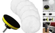 7 Piece 3 Inch Wool Buffing Pad, Drill Buffer Connecting M10 Drill Adapter,