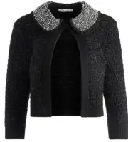 ALICE + OLIVIA AKIRA EMBELLISHED COLLAR BLAK JACKET SIZE S NWOT